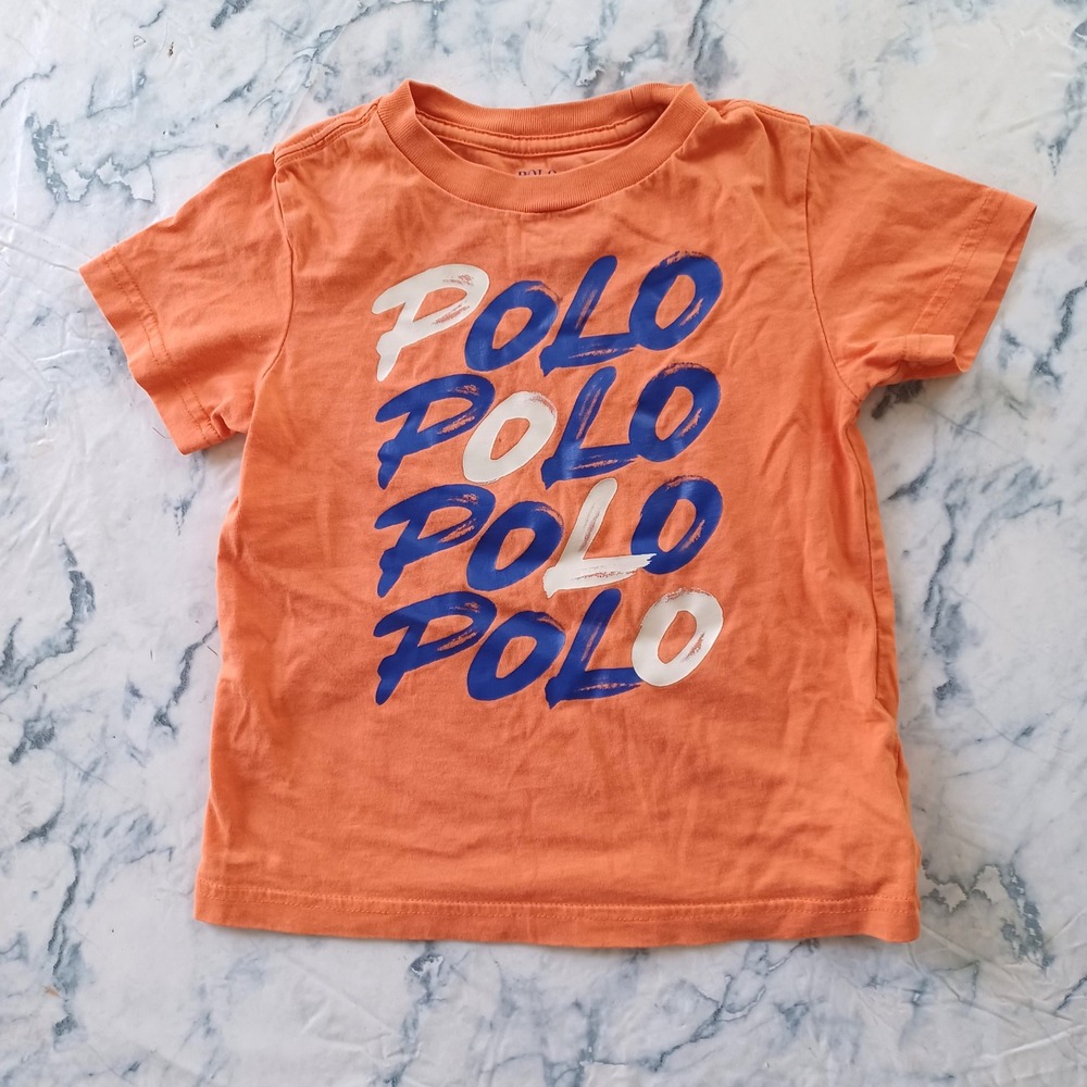 Polo Ralph Lauren T-Shirt Toddler Boys 2T Orange Graphic Print Short Sleeve Tee